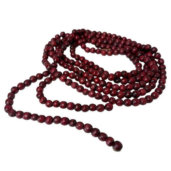 Wooden Bead Garland Cranberry Red Wood Beaded Christmas Tree Decoration 9 ft - Picture 3 of 5